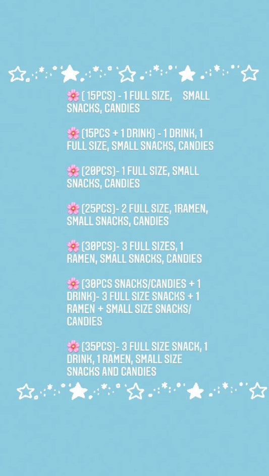 Exotic Japanese Snacks w/ drink and ramen