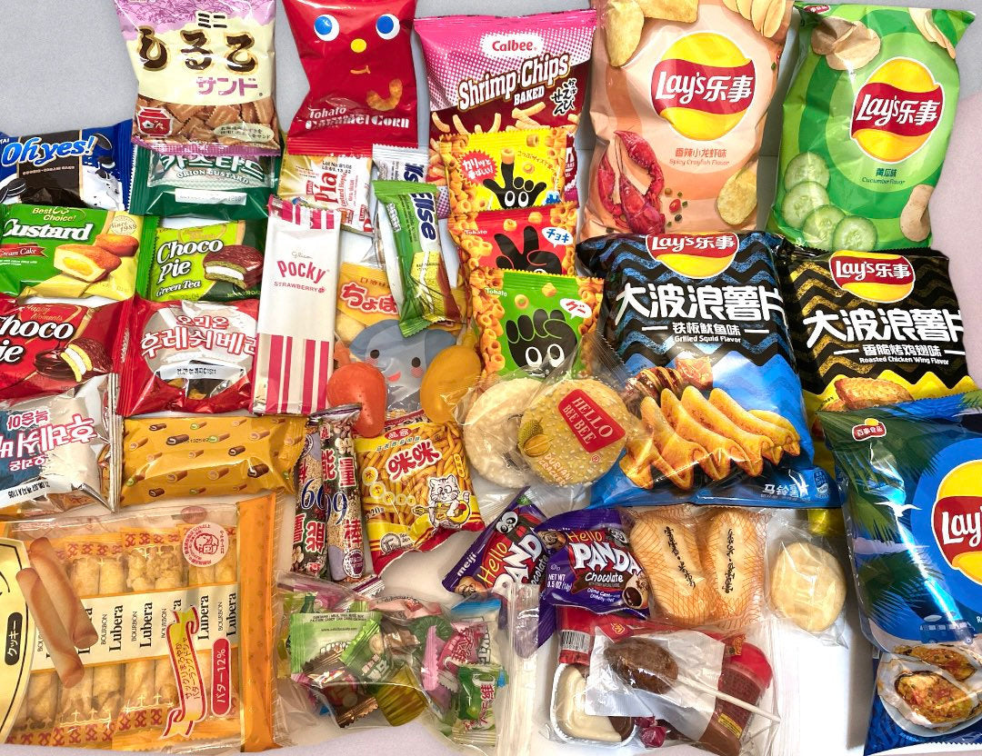 56pcs Exotic Snacks box around the world, Asian Snacks Box