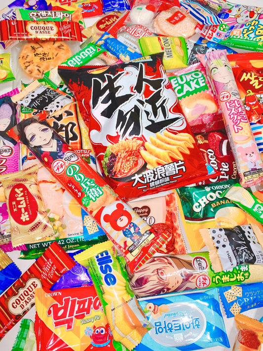 Asian Snacks Box 45pcs, Japanese Korean Chinese Asian snacks